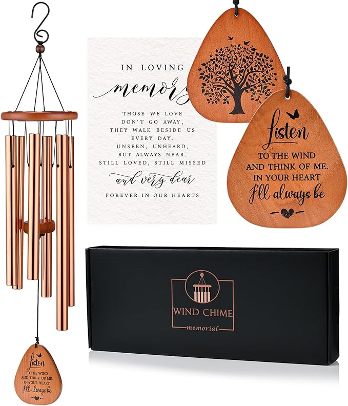 Memorial Wind Chimes Gifts, Sympathy Wind Chimes, Sympathy Gifts for Loss of Loved One, Bereavement Gift Baskets, Home Decor Outdoor Garden, Soothing Melodic Tones for Grieving Hearts