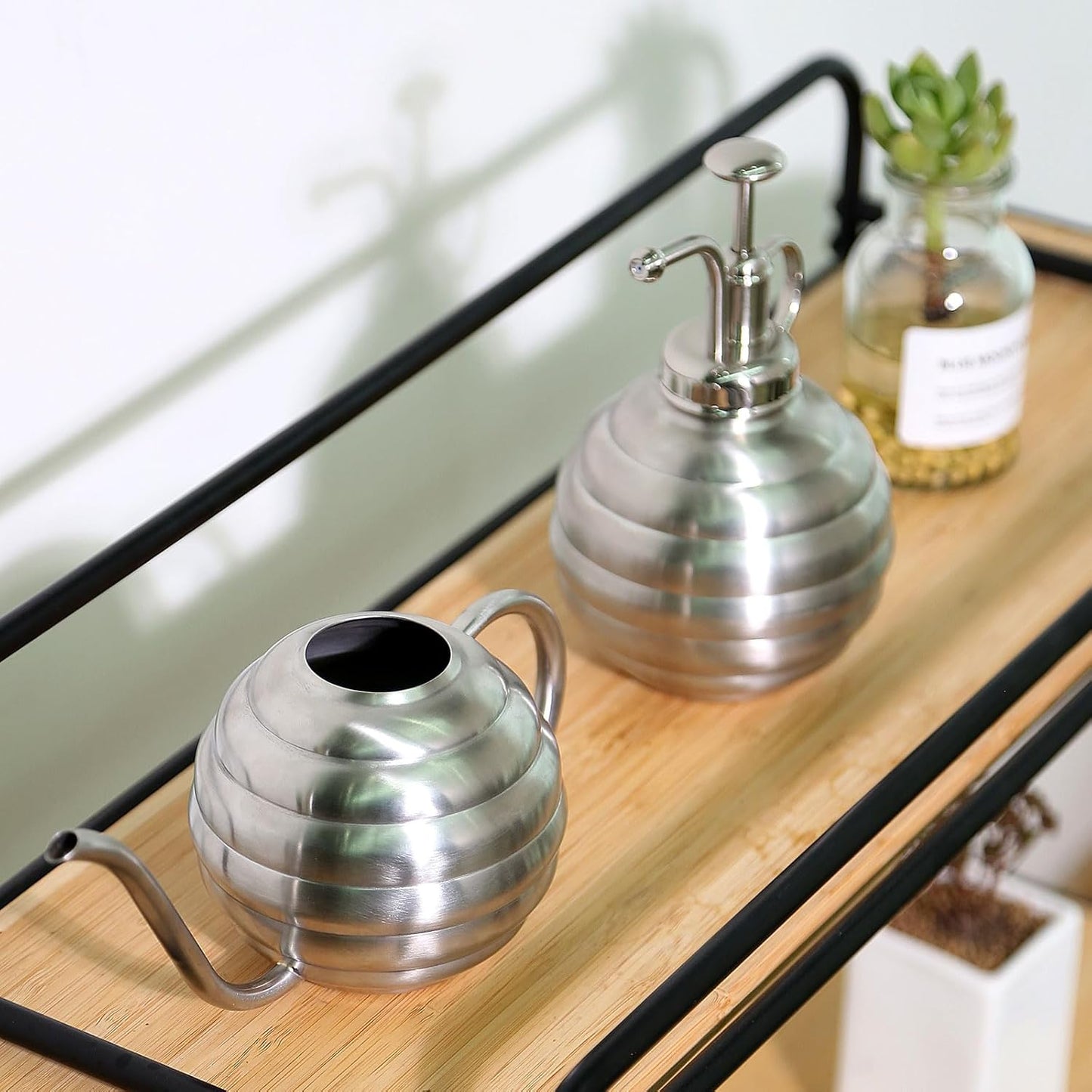 Plant Watering Bottle, 400ml/14oz, Retro Style Watering Can, Matte, Frosted (Silver)