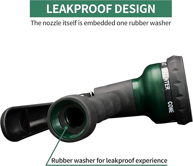 AUTOMAN-Garden-Hose-Nozzle, ABS Water Spray Nozzle with 7 Adjustable Watering Patterns, Slip Resistant for Watering Plants, Lawn& Garden, Washing Cars, Cleaning, Showering Pets & Outdoor Fun.