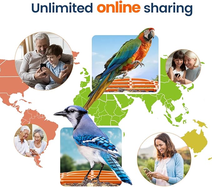 Bird Feeder with Camera 2.5K HD Live Video, AI Bird Identifier, 5MP Photos, 7W Solar Powered & 4000mAh Battery for Wall/Mount/Hang (Blue)