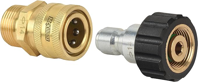 McKillans® Pressure Washer Quick Connect Kit, M22-14mm to 3/8" Male Female Quick Disconnect Kit for Power Washer (Brass)