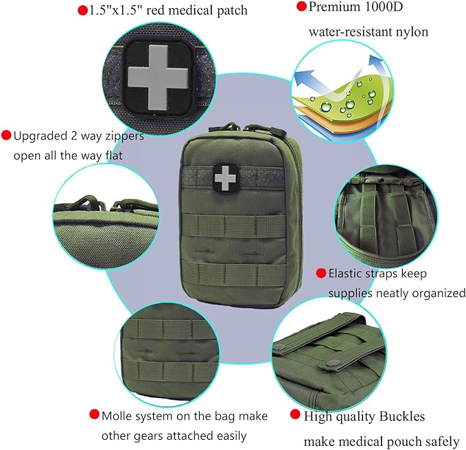 Carlebben EMT Pouch MOLLE Ifak Pouch Tactical MOLLE Medical First Aid Kit Utilit Camouflage