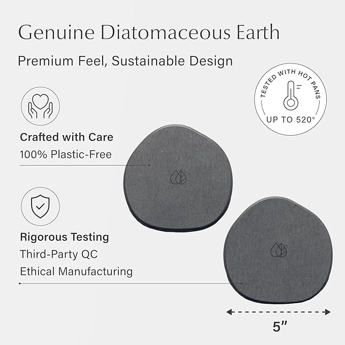 Dorai Stone Plant Pot Saucer – 2 Small Diatomite Water-Catching Trays for Indoor Plants