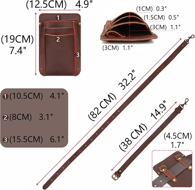 Tourbon Leather Florist Tool Waist Pouch Belt Garden Shoulder Crossbody Tools Bag Gardening Pruning Shears Holder Organizer Kit 4 Pockets (Brown)