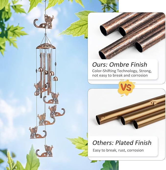 Cat Wind Chimes for Outside,Gardening Gifts for cat Lover,Women,Men,Mom,Birthday Party Decorations,Memorial Gifts,Wind Chimes Outdoors,Indoors,Room,Home,Wall,Garden,Patio,Yard Decor