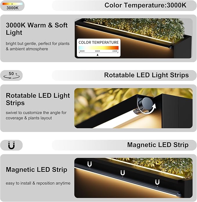 GSK Black Metal Planter Box with LED Light 30"H×10"W×37.9"L Span Rectangular Flower Trough Lighting Up Indoor Rectangle Insert Drainage Holes Garden Plants Outdoor Separation Space Garden Patio Porch