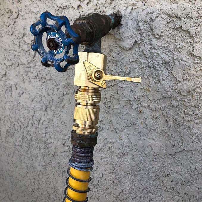 HQMPC Garden Hose Quick Connector Water Hose Quick Connect ¾ inch GHT Brass Easy Connect Fitting Quick Connect Hose Fittings Garden Hose Fitting Water Hose Connectors (3SETS)