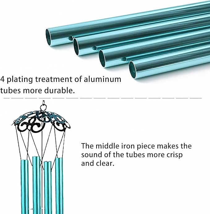 Green Hummingbird Wind Chimes, Wind Chimes for Outdoor, 26" Glass Painted Mobile Romantic Chimes, Patio, Balcony, Garden Decoration, Gifts for Mom & Women