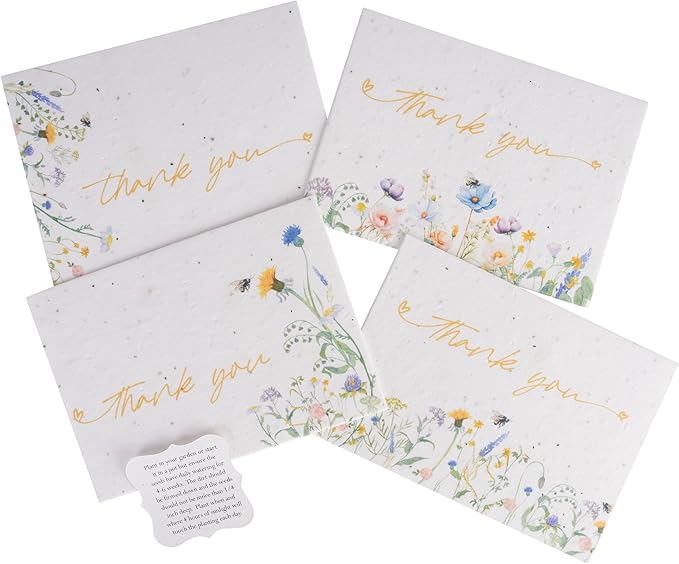 Thank You Set Greeting Card – Plantable Wildflower Seed Paper for Gifts, Special Events Like Mother's Day, and Other Milestone Celebrations