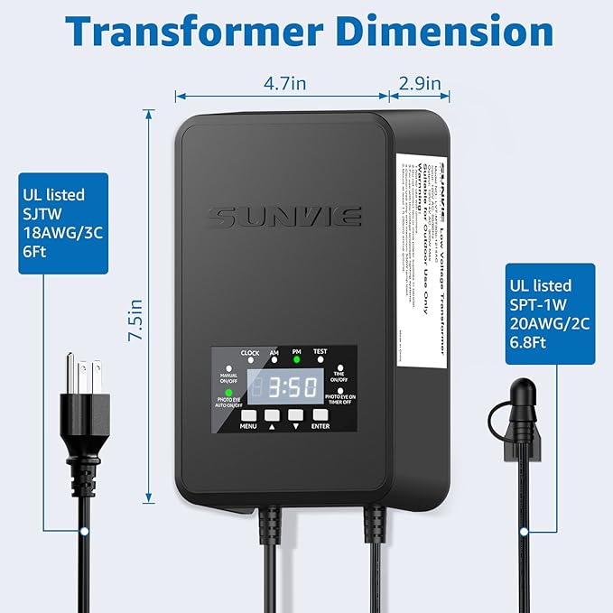 SUNVIE LED Landscape Lighting Kit Low Voltage Landscape Lights with Transformer Low Voltage Pathway Lights Aluminum Landscape Spotlights Path Lights with Connectors for Yard House Garden Tree