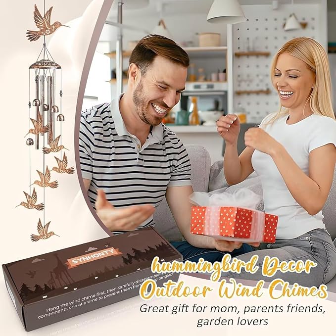 Hummingbird Wind Chimes for Outside,Gardening Gifts for Bird Lover,Women,Men/Mom,Birthday Party Decorations,Memorial Gifts,Wind Chimes Outdoors,Indoors,Room,Home,Wall,Garden,Patio,Yard Decor