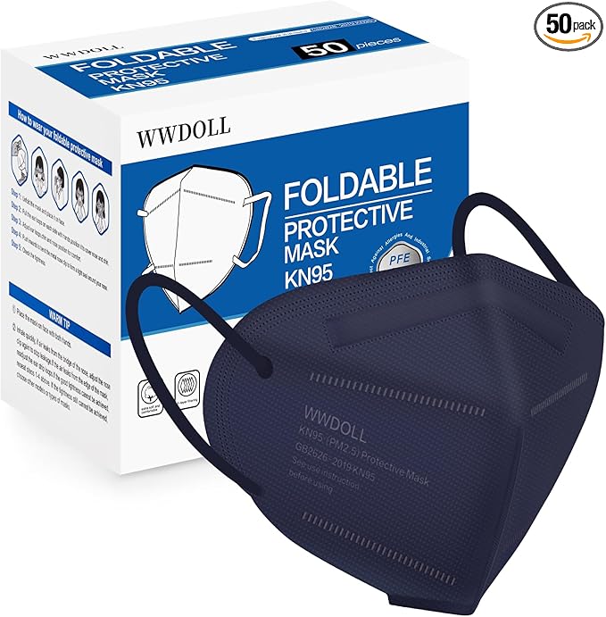 WWDOLL KN95 Face Mask 50 Pack, 5-Layers Breathable KN95 Masks, Purple