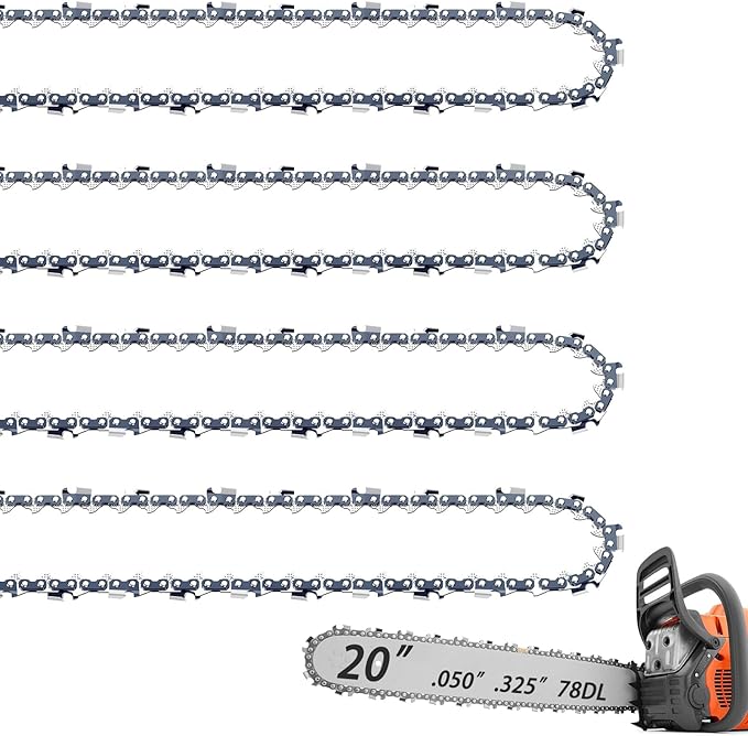 4 Pack 20 Inch Chainsaw Chain .325" Pitch .050" Gauge 78 Drive Links Fit Craftsman S205/CMXGSAMY462S, PP4620AVX, Echo CS-490, CS-440, 20BPX78CQ, Milwaukee M18 FUEL, Husqvarna and More
