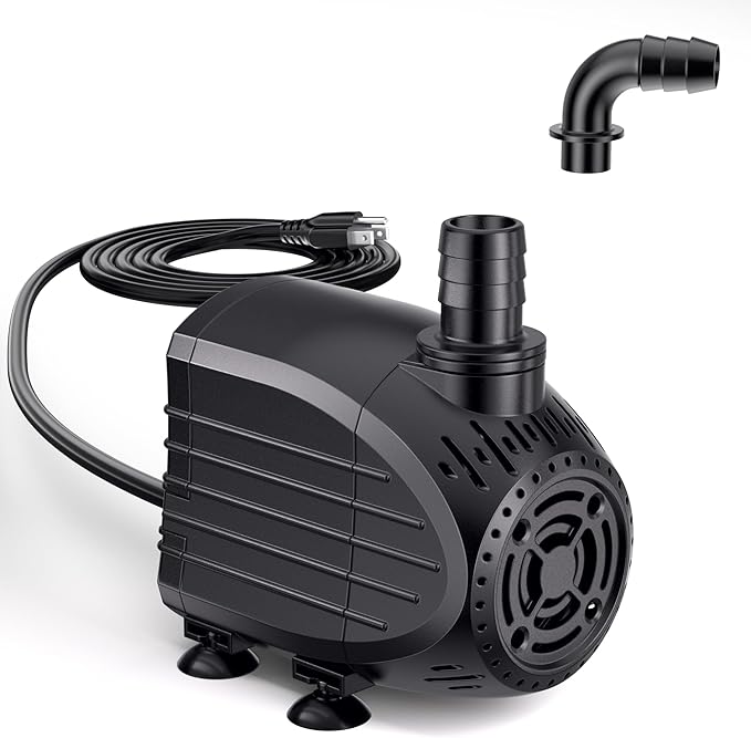 NFESOLAR Submersible Water Pump 200GPH, Ultra Quiet Submersible Pump with Dry Burning Protection 5.4ft High Lift for Fountains, Waterfall, Hydroponics, Aquariums KF203