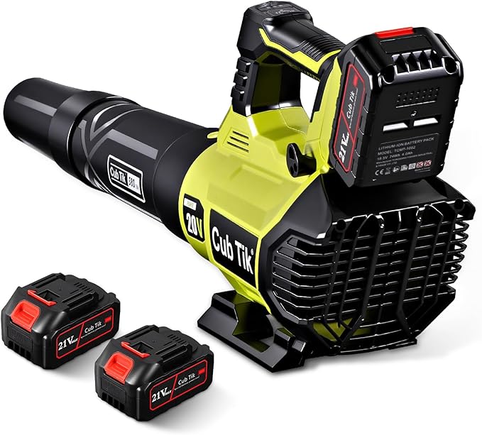 Leaf Blower Cordless with 2x4.0AH Batteries and Charger 650CFM 280MPH Electric Leaf Blower 2 Speed Mode Lightweight Battery Powered Leaf Blowers for Lawn Care Patio Garden Yard