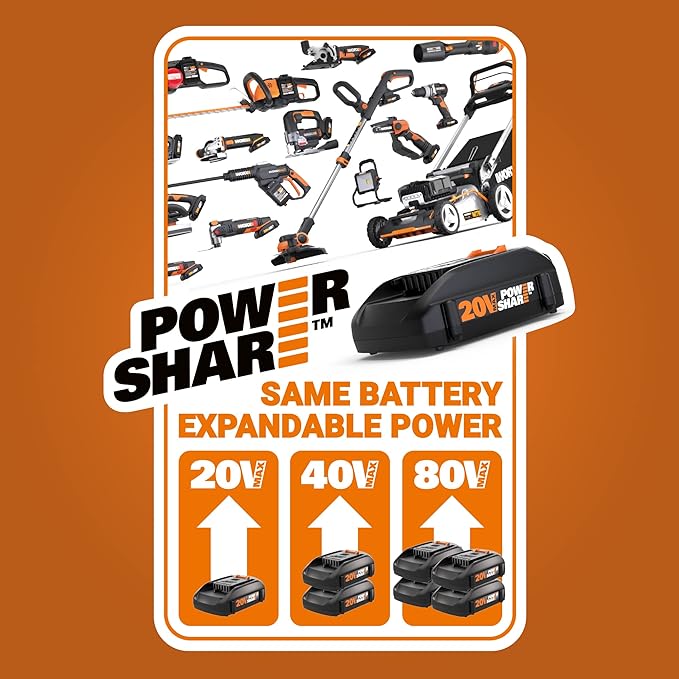 Worx String Trimmer Cordless GT3.0 20V PowerShare 12" Edger & Weed Trimmer (1) Battery & Charger Included WG163.8