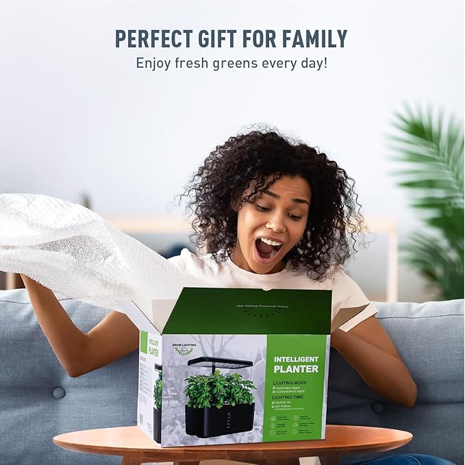 Ahopegarden Hydroponics Growing System Kit: 8 Pods Indoor Garden Plant Germination Kit Aeroponic Herb Vegetable Growth Lamp Countertop with LED Grow Light - Hydrophonic Planter Grower Harvest Lettuce