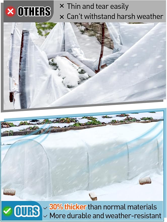 Alphatool Plant Covers Freeze Protection - 10 ft x 12 ft Frost Cloths Blankets for Outdoor Plants, 1.0oz/yd² Non-Woven Fabric Floating Row Cover, Thick Garden Covers for Raised Beds