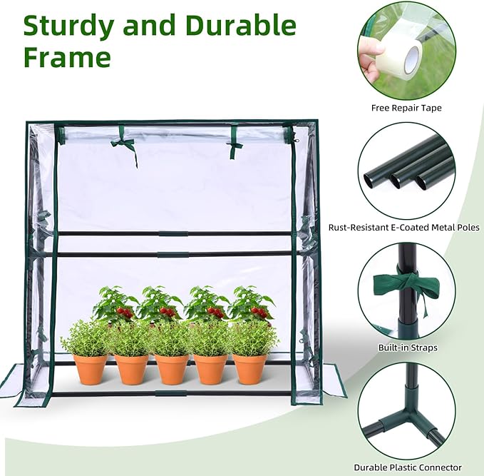 Mini Greenhouse for Indoor Outdoor: Ohuhu Tabletop Portable Green House with Waterproof Pad for Small Plants Nursery Germination, 36"x18"x33" Heavy-Duty Cover Tent Humidity Dome Seedling Accessory