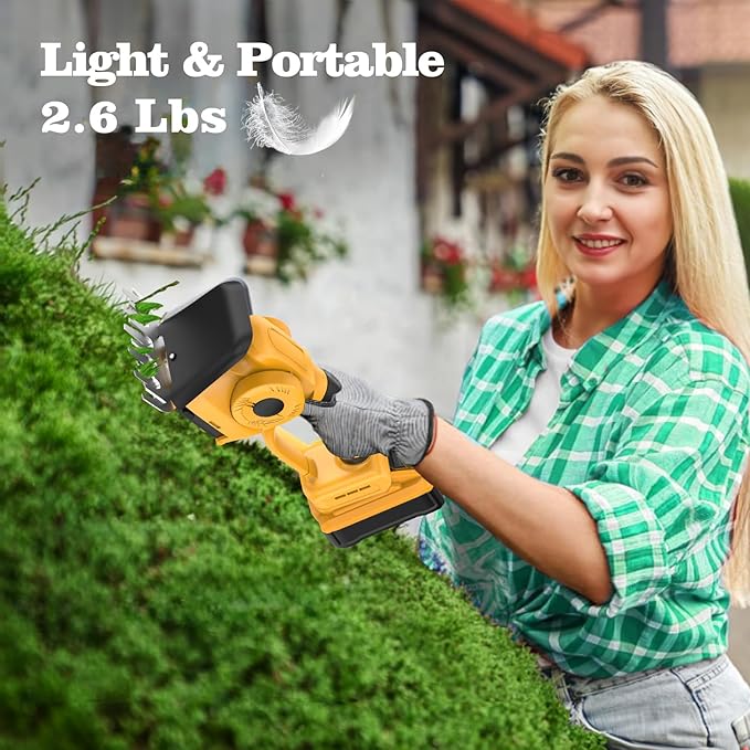 Hedge Trimmer Compatible with Dewalt 20V MAX Battery (Battery Not Included) Cordless Bush Trimmer, Grass Shears, 2 in 1 Cordless Hedge Trimmer for Yard and Lawn