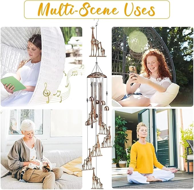 Giraffe Wind Chimes for Outside,Gardening Gifts for Giraffe Lover,Women,Men,Mom,Birthday Party Decorations,Memorial Gifts,Wind Chimes Outdoors,Indoors,Room,Home,Wall,Garden,Patio,Yard Decor