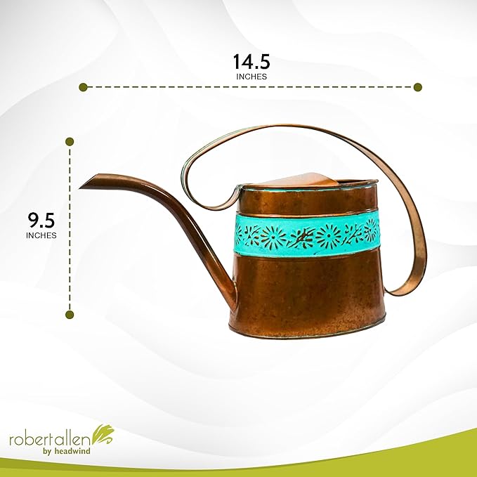 Headwind Willow Vintage Copper 0.5 Gallon Galvanized Decorative Metal Garden Watering Can for Indoor & Outdoor Plant Care โ Vintage Gardening Plant Watering Can by Robert Allen