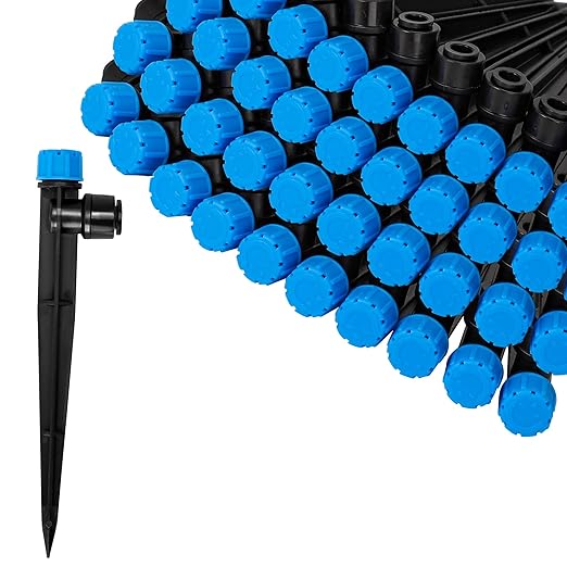 MIXC Quick Connector Drip Emitters for 1/4" Tubing, Adjustable Flow, 360° Fan-Shaped Sprayer (Drip Emitter Stream, 40 Packs)