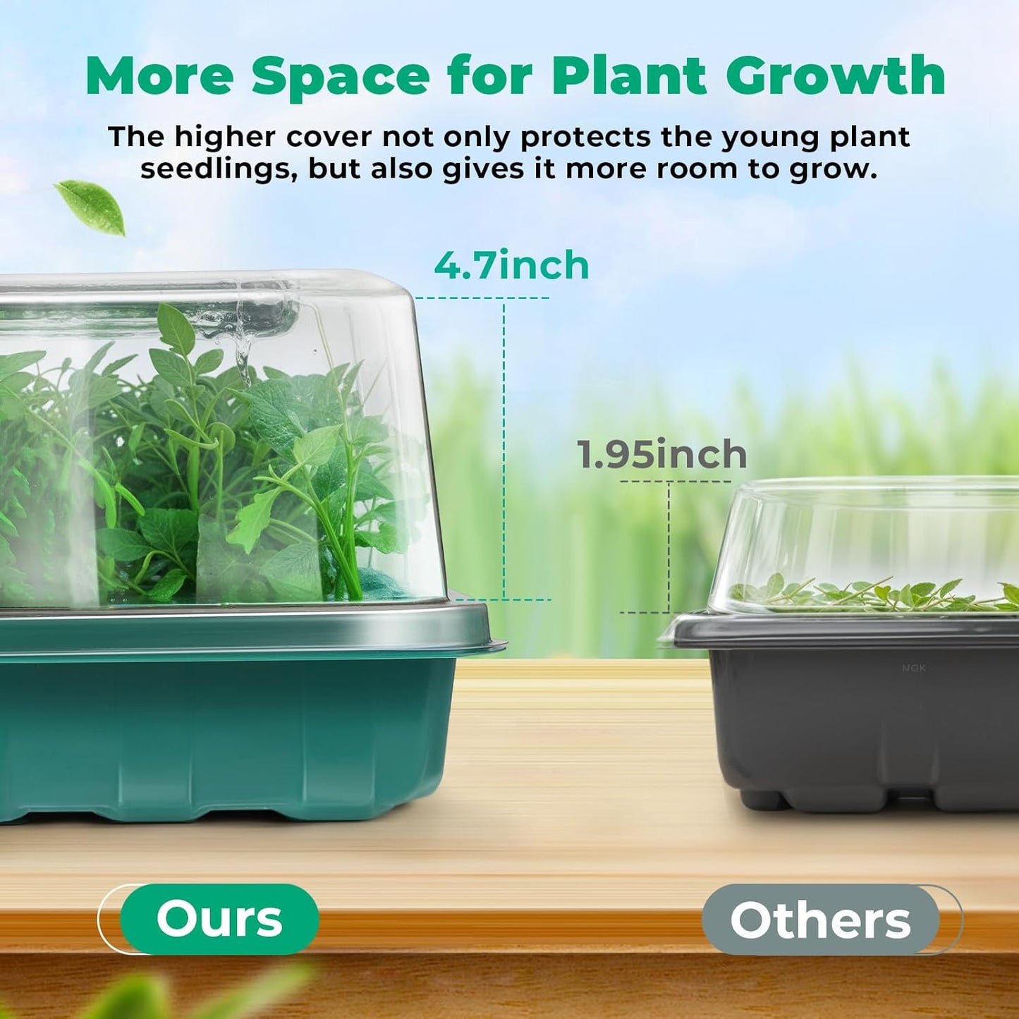 Seed Starter Tray, 96-Cell Seed Growing Tray with Grow Lights, Heat Mat, Indoor Gardening Plant Germination Trays (Green, 5 x 14.5 x 11 inches)