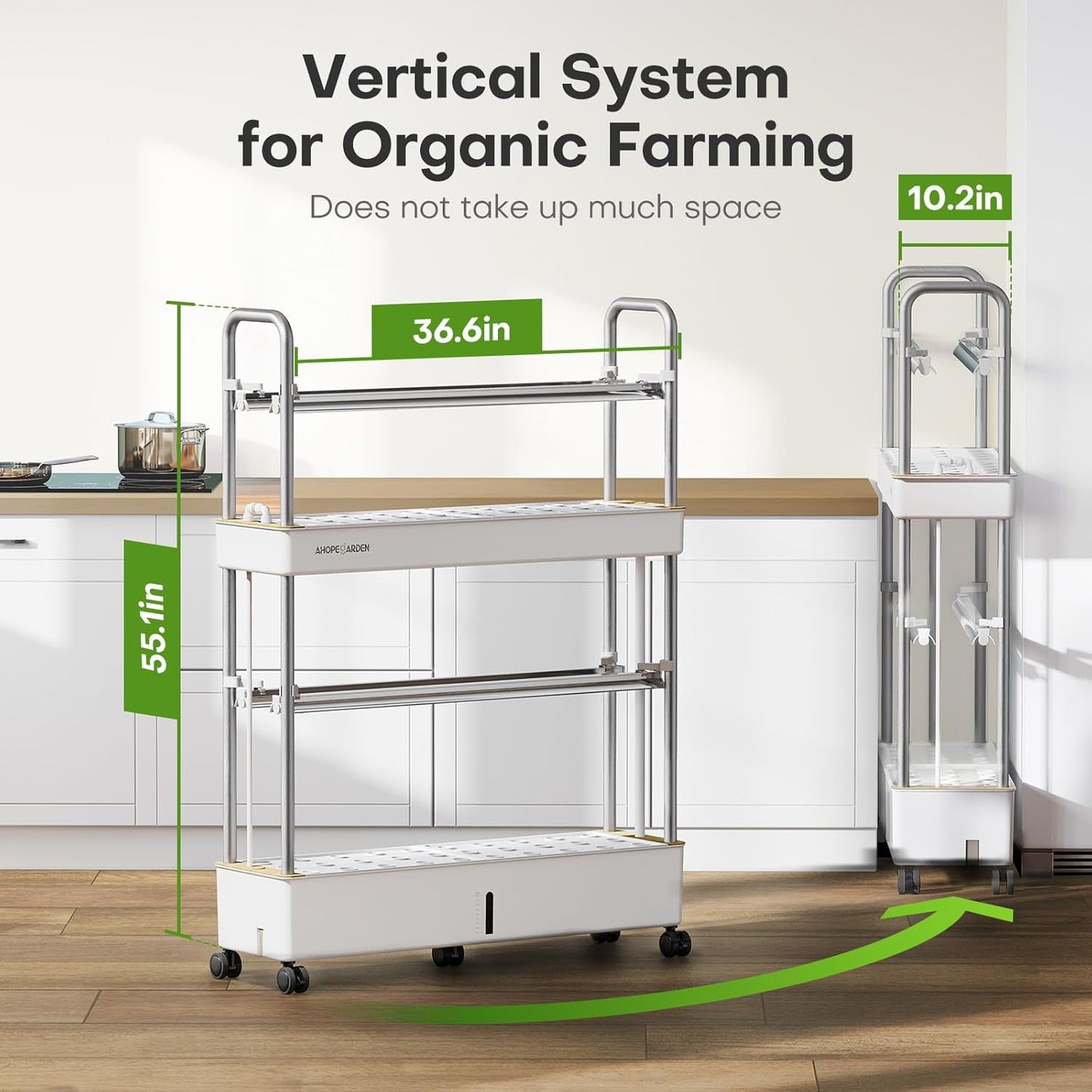 Ahopegarden Indoor Garden Hydroponics Growing System Kit: 60 Pods Vertical Garden with LED Grow Light - Plant Germination Kit Aeroponic Veggie Flower Fruit Growth with Smart Socket & Pump System