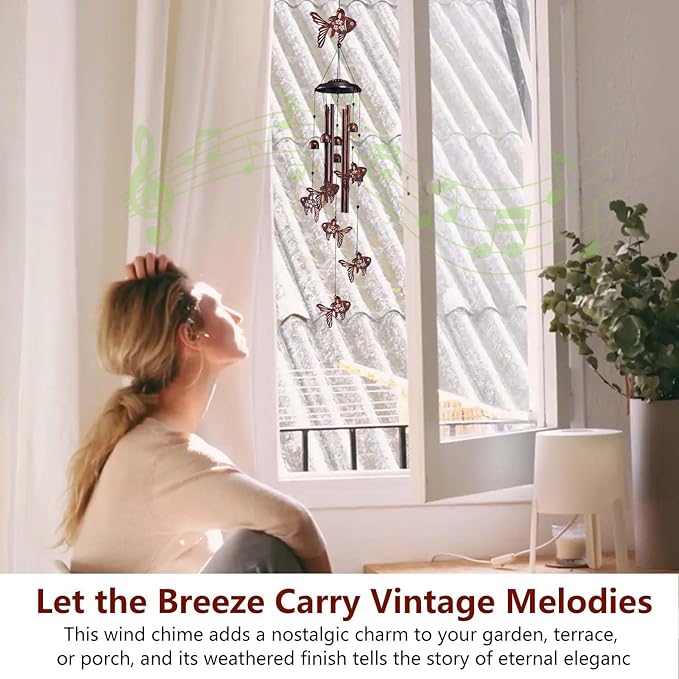 Fish Wind Chimes for Outside, Metal Windchimes Outdoors Clearance with 4 Aluminum Tubes, Garden Patio Yard Home Decor, Fish Gifts for Pet Lovers Women Men Mom Grandma, Unique Festival Birthday Gift