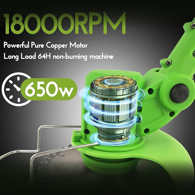 Electric Weed Wacker, 21V Grass Trimmer Cordless with 2 Battery and Charger 5 Types 26Pcs Blade 3 in 1 Weed Trimmer Lawn Edger Brush Cutter for Lawn Yard Garden