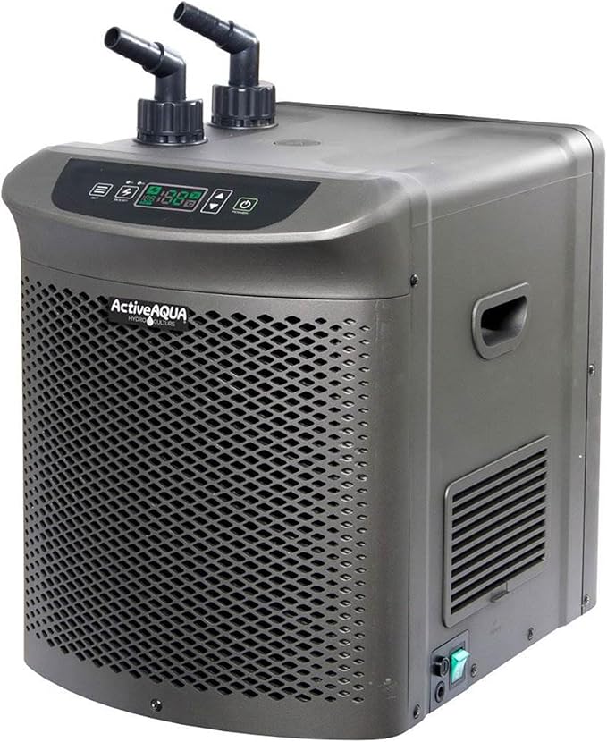 ACTIVEAQUA Hydroponic Water Chiller w/Boost Function, 0.25 HP - Adjustable Cooling System for 40-92 Gallon Reservoirs, Pure Titanium Evaporator Cooler for Aquaponics, Cold Plunge Baths & Aquariums