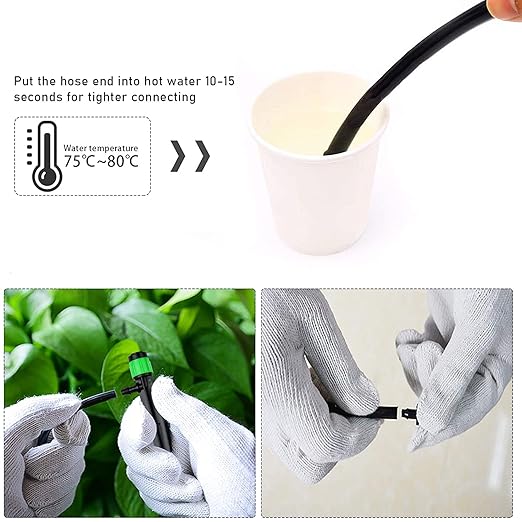 Kalolary 100Pcs Irrigation Drippers Drip Emitters, Micro Spray Adjustable 360 Degree Full Circle Pattern Water Flow Sprinkler Fits 1/4 (4-6mm) Irrigation Tubing for Garden Irrigation(Green)