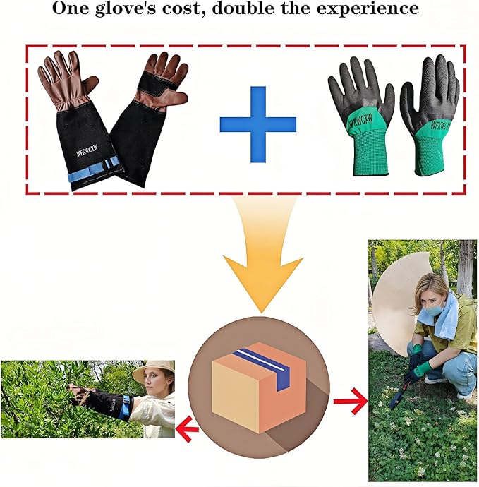 Gardening Gloves for Women/Men,Rose Pruning Long Leather Garden Gloves Thorn Proof