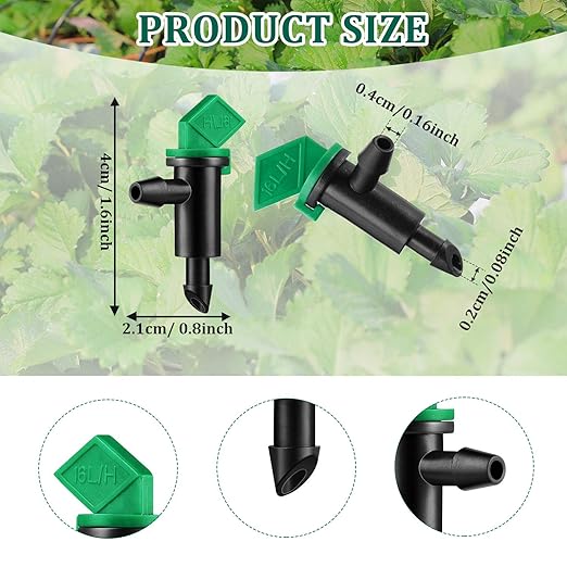 Mudder 60 Pieces Irrigation Drip Emitter Garden Flag Irrigation Dripper, Trees and Shrubs (Green Black)
