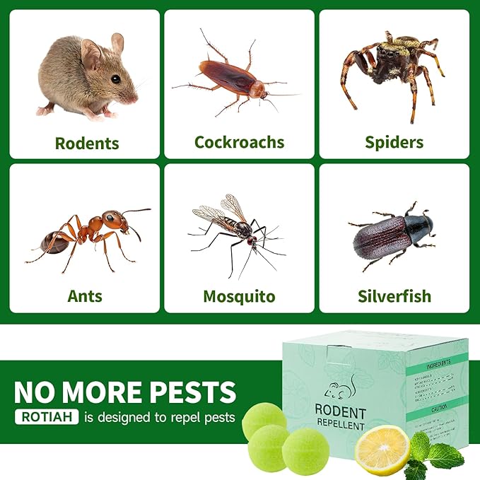 Pest Rodent Repellent, 48 Pack Peppermint Oil Repellent for Mouse, Roach, Rodent, Mice, Rats, Spider, Ant, Pest Control Indoor & Outdoor Use, Natural Mouse Deterrent Replace Traps Family & Pet Safe