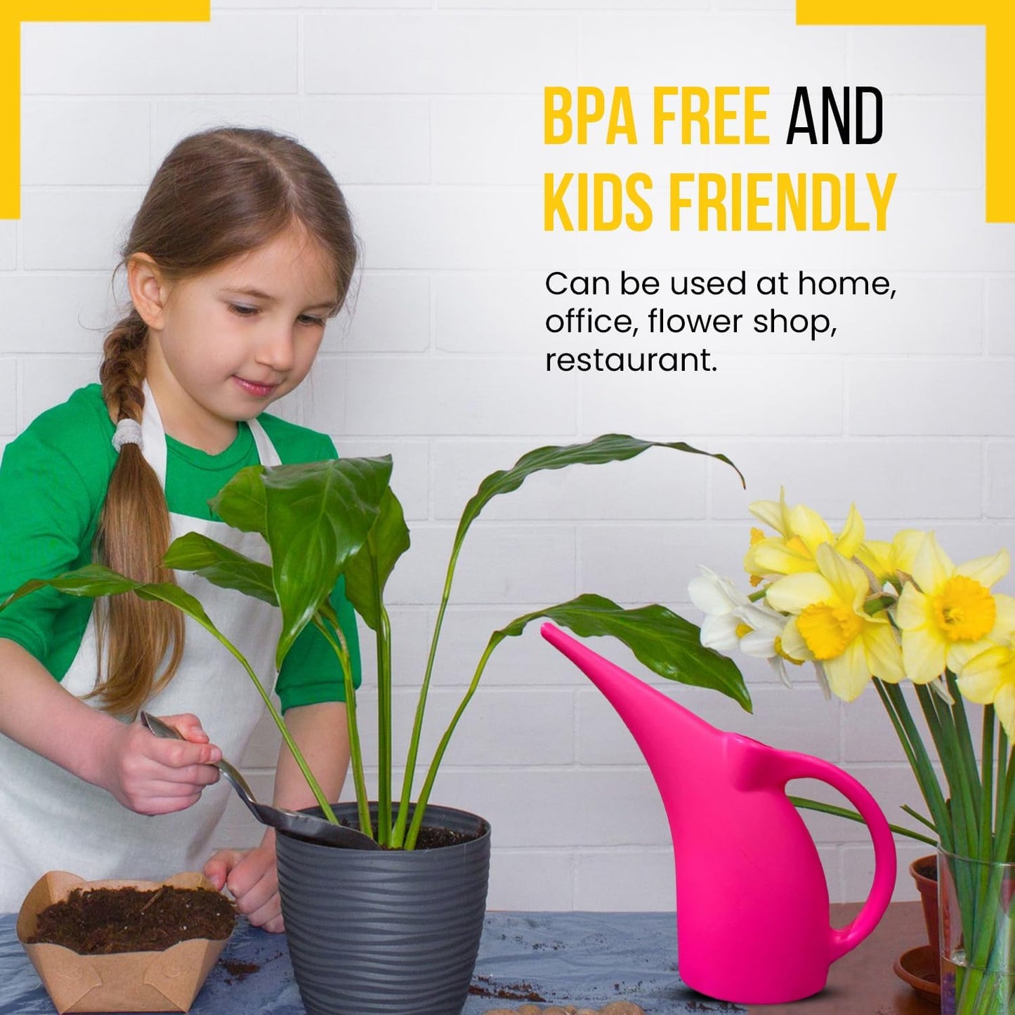 KP KOOL PRODUCTS 1 Pack Half (1/2) Gallon House Plant Watering can - Small Water can with Long spout - Indoor Watering can for Outdoor Plants and Garden - BPA Free Plastic (Pink)