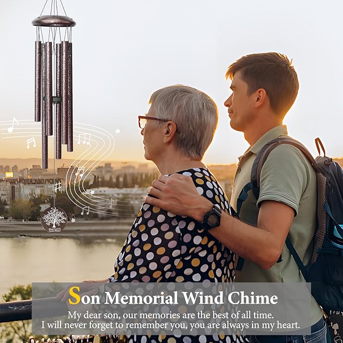 Memorial Gifts for Loss of Son, 25'' Memorial Wind Chimes for Loss of Son, Sympathy Gifts Bereavement/Condolence/Remembrance Gifts