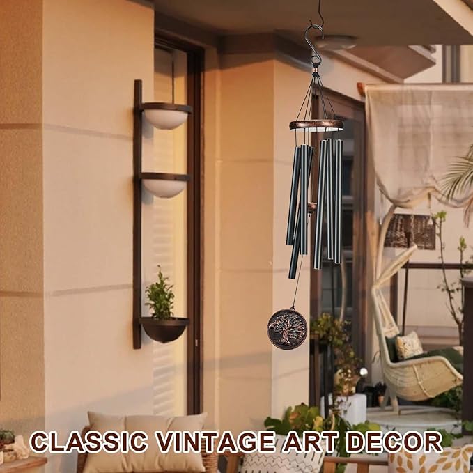 Wind Chimes for Outside, Vintage Tree of Life Deep Tone Wind Chime Outdoor Clearance, Memorial/Festivals/Birthday Gift for Mom Dad Women Grandma, Garden Porch Patio Decor (34" Tree of Life)