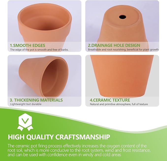 24 Pack 4 Inches Terracotta Plant Pots, Terra Cotta Planter with Drainage Holes, Perfect for Planting, Painting, Weddings and Parties