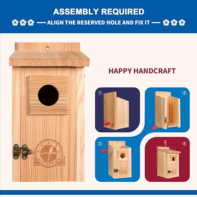 Bird Houses for Outside 1-1/2" Entrance Hole Cedar Wild BirdHouses with Wood Guard Outdoor Bluebird Wren Swallow Finch Assembly Required
