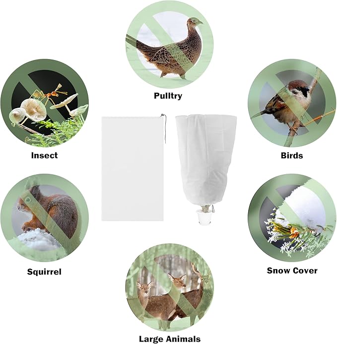Alpurple 6 Packs Winter Zipper Plant Covers - 47" X 31.5" Warm Plant Protection Cover Bags, Frost Cloth Blanket Protecting Fruit Tree Potted Plants from Freezing Animals Eating