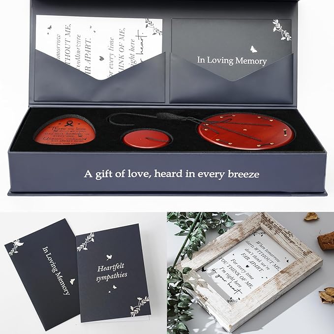 Sympathy Wind Chimes 37 inches Funeral Gift with Premium Packaging and Sympathy Card Memorial for Loss of a Loved One, Outdoor Bereavement Mom Dad Family