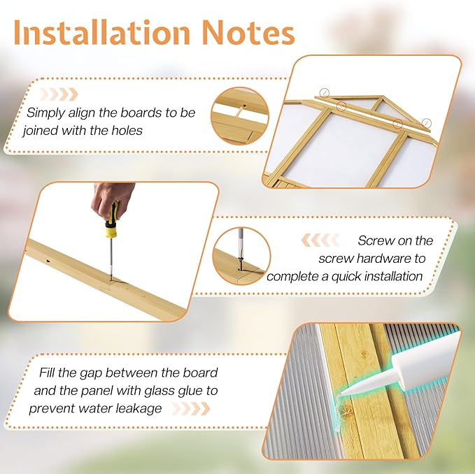 Jocisland 6x8x6.5 Ft Wooden Greenhouse, Pre-Assembled Solid Cedar Frame, Walk-in Design, Lockable Door, Adjustable Roof Vents, Polycarbonate Panels for Outdoor, Garden, Backyard