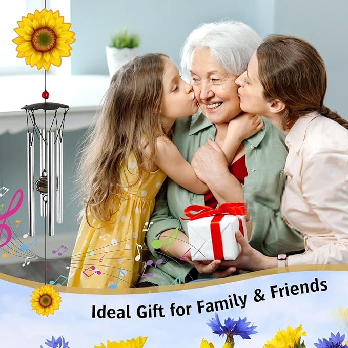 Wind Chimes for Outside Sunflower Wind Chimes Outdoor Home Patio Garden Decor Windchimes Outdoors Gift Ideas for Women Mom Grandma Sisters