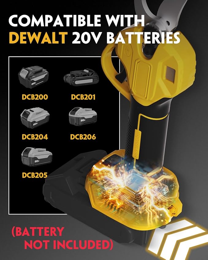 Brushless Electric Pruning Shears for DeWalt 20V Battery, Portable Cordless Branch Cutter Tree Trimmer with LCD Display&Replaceable Blade, 30mm 1.2'' Cutting Diameter for Gardening Tree (NO BATTERY)