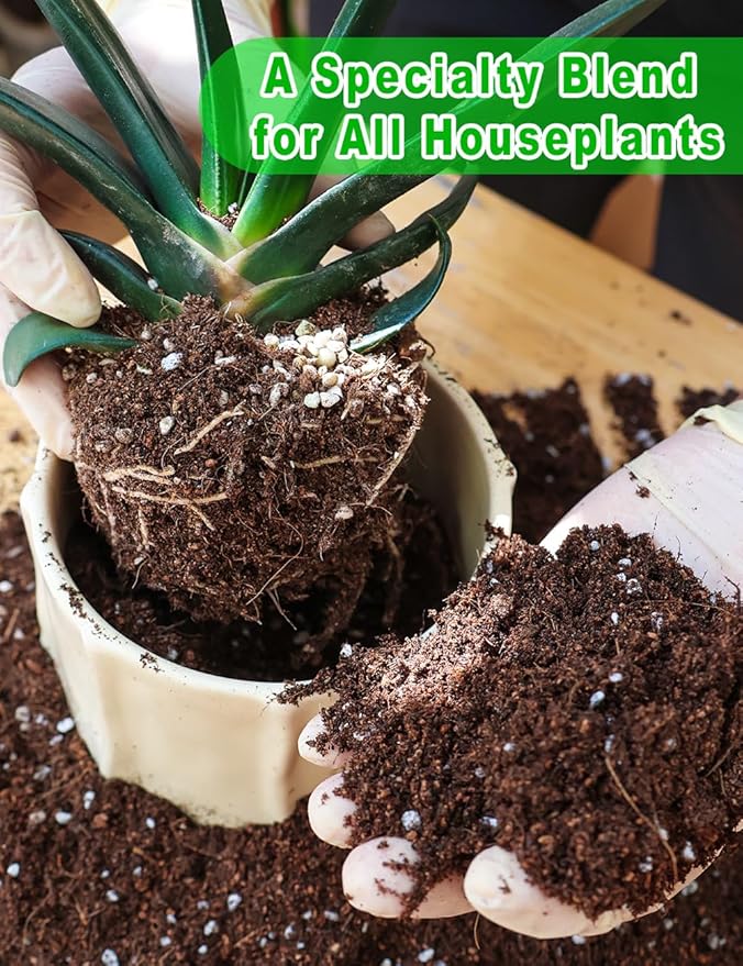 TOYPOPOR Potting Soil for All Indoor Houseplants, Contains Perlite, Peat Moss, Coco Coir and Rice Charcoal, Well Draining Potting Mix Light, Aerated Texture for Healthy Plant Roots and Fast Growth 1qt
