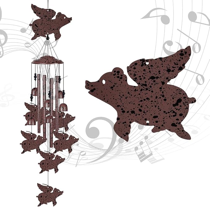 Flying Pigs Wind Chimes Outdoor/Indoor Decoration -Hand-Made Wind Chimes, Mobile Wind Catcher, Blessing Wind Chime, Pigs Ornaments, Pig Wind Bells Gifts for Mom,Home,Balcony,Tree,Festival,Garden Decor