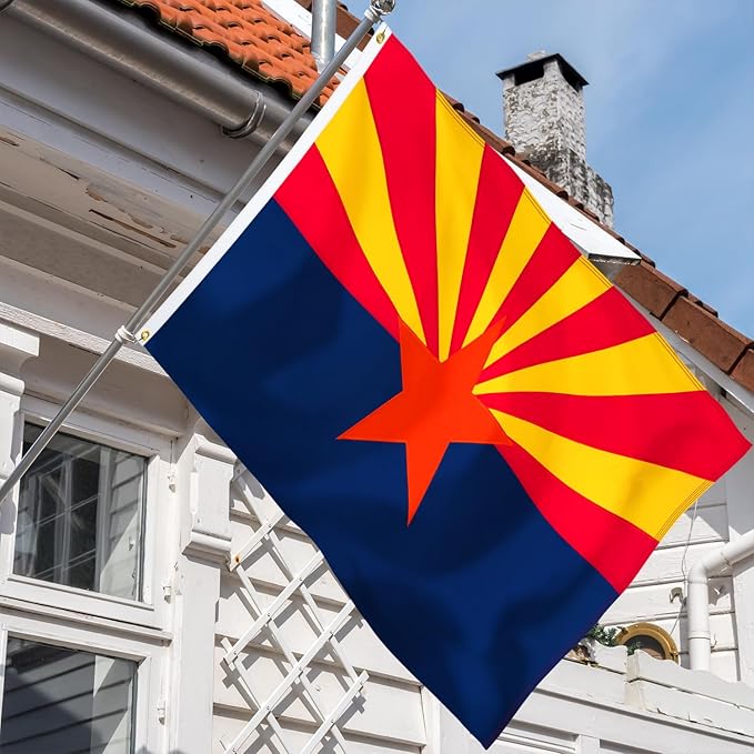 XIFAN Premium Arizona State Flag 3x5 ft Outdoor, Double Sided Embroidered Stars, Heavy Duty 210D Nylon AZ Flags, the Strongest Longest Lasting for Outside with Sewn Stripes/Brass Grommets