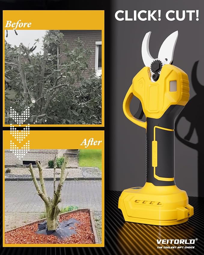 Brushless Electric Pruning Shears for DeWalt 20V Battery, Portable Cordless Branch Cutter Tree Trimmer with LCD Display&Replaceable Blade, 30mm 1.2'' Cutting Diameter for Gardening Tree (NO BATTERY)